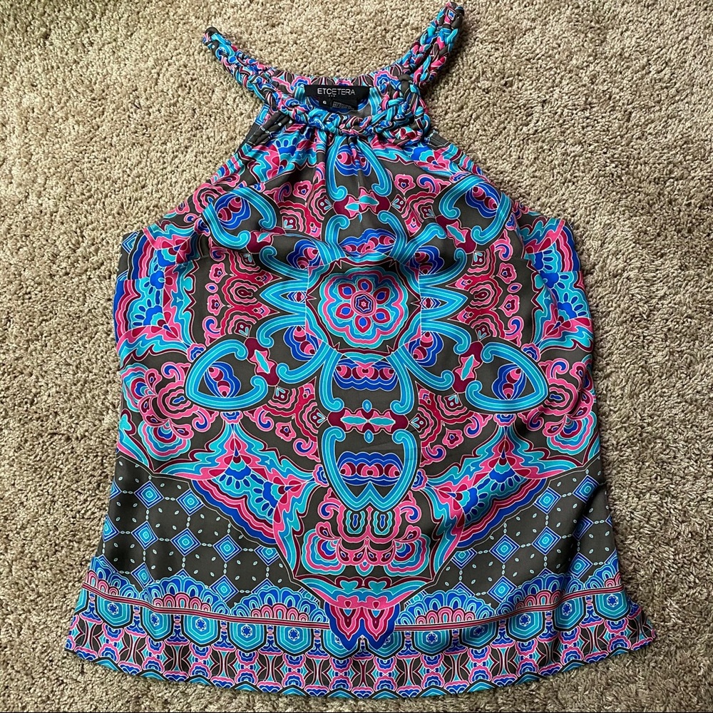Etcetera Silk Braided Knot Halter Top 6
